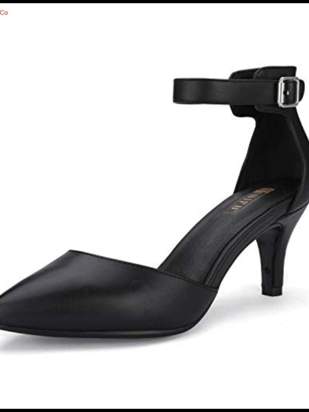 IDIFU Kitten Heels Pointed Closed Toe Dress Pumps Ankle Strap Buckle Formal